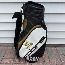 Vintage King Cobra Baffler Golf Staff Cart Bag Black White Gold Raincover