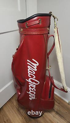 Vintage MacGregor Golf Club Cart Bag Red Classic with Strap 3 Way Leather
