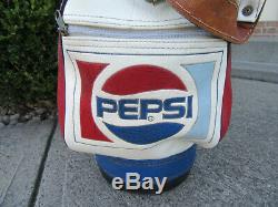 Vintage PEPSI COLA BELDING PRO MODEL Golf Cart Staff Bag Original Rain Hood