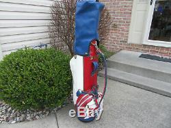 Vintage PEPSI COLA BELDING PRO MODEL Golf Cart Staff Bag Original Rain Hood