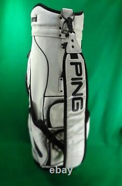 Vintage PING 6-way white / black staff bag with shoulder strap $30 SHIPPING