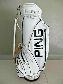 Vintage PING Cart Golf Bag White & Black Vinyl with 4-Way Divider (No Cover)