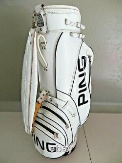 Vintage PING Cart Golf Bag White & Black Vinyl with 4-Way Divider (No Cover)