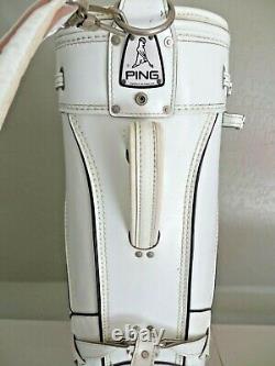 Vintage PING Cart Golf Bag White & Black Vinyl with 4-Way Divider (No Cover)