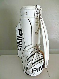Vintage PING Cart Golf Bag White & Black Vinyl with 4-Way Divider (No Cover)