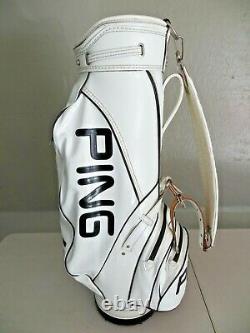 Vintage PING Cart Golf Bag White & Black Vinyl with 4-Way Divider (No Cover)