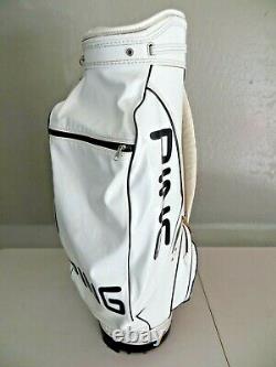 Vintage PING Cart Golf Bag White & Black Vinyl with 4-Way Divider (No Cover)