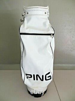 Vintage PING Cart Golf Bag White & Black Vinyl with 4-Way Divider (No Cover)