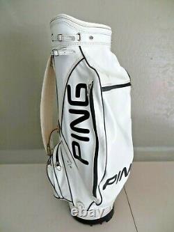 Vintage PING Cart Golf Bag White & Black Vinyl with 4-Way Divider (No Cover)