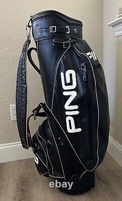 Vintage Ping Golf Cart Bag Leather Black