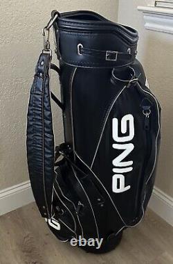 Vintage Ping Golf Cart Bag Leather Black