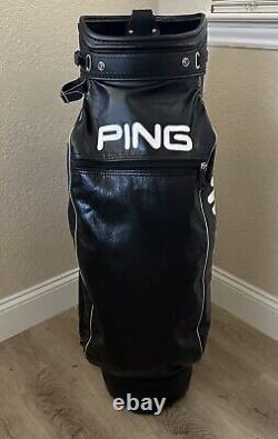 Vintage Ping Golf Cart Bag Leather Black