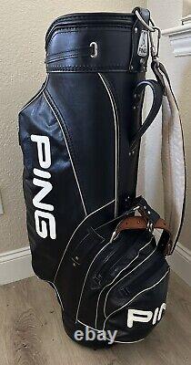 Vintage Ping Golf Cart Bag Leather Black