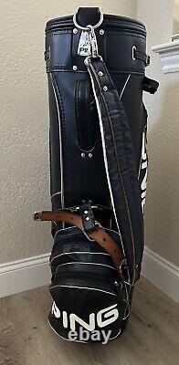 Vintage Ping Golf Cart Bag Leather Black