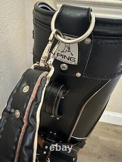 Vintage Ping Golf Cart Bag Leather Black