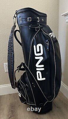 Vintage Ping Golf Cart Bag Leather Black