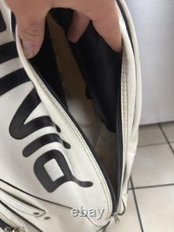 Vintage Ping Golf Cart Bag Vinyl White Black Leather Strap 6 Way Divider 90s USA