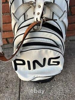 Vintage Ping White Golf Bag 3 Pockets 4 Way Divider No Rain Cover