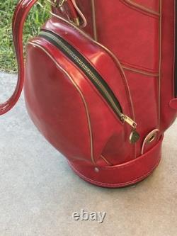 Vintage Ram Aries Golf Cart Bag 6-Way Divider Red Made In USA Rain Cover Strap
