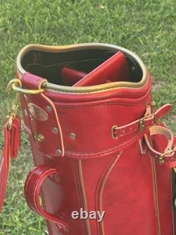 Vintage Ram Aries Golf Cart Bag 6-Way Divider Red Made In USA Rain Cover Strap