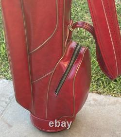 Vintage Ram Aries Golf Cart Bag 6-Way Divider Red Made In USA Rain Cover Strap