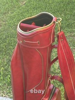 Vintage Ram Aries Golf Cart Bag 6-Way Divider Red Made In USA Rain Cover Strap