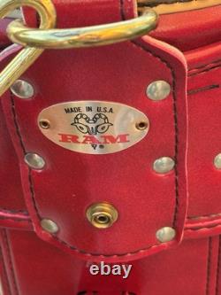 Vintage Ram Aries Golf Cart Bag 6-Way Divider Red Made In USA Rain Cover Strap