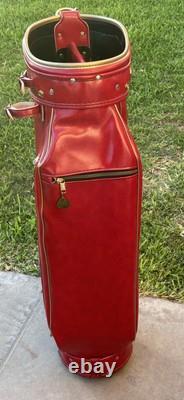 Vintage Ram Aries Golf Cart Bag 6-Way Divider Red Made In USA Rain Cover Strap