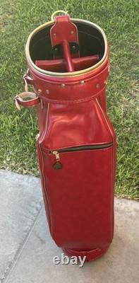 Vintage Ram Aries Golf Cart Bag 6-Way Divider Red Made In USA Rain Cover Strap