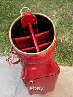 Vintage Ram Aries Golf Cart Bag 6-Way Divider Red Made In USA Rain Cover Strap