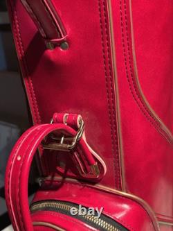 Vintage Ram Aries Golf Cart Bag 6-Way Divider Red Made In USA Rain Cover Strap