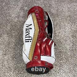 Vintage Rare Maxfli Pro Tour Staff Golf Bag Red White 6-way 9 Cart Faux Leather