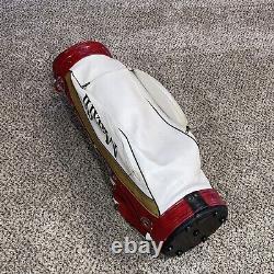 Vintage Rare Maxfli Pro Tour Staff Golf Bag Red White 6-way 9 Cart Faux Leather