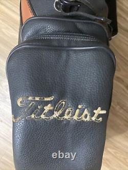 Vintage Retro Titleist Staff Cart Golf Bag Black & White Faux Leather 6 Slot