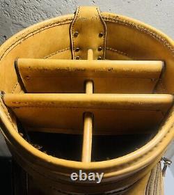 Vintage Titleist Brown Tan Leather Golf Bag Cart Bag 6-Way Divider Made in USA