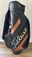 Vintage Titleist Golf Cart Bag With Strap 6 Way Divider Black Gold Leather Retro