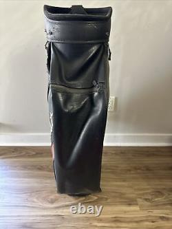 Vintage Titleist Golf Cart Bag with Strap 6 Way Divider Black Gold Leather Retro