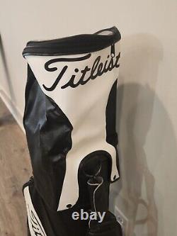 Vintage Titleist Staff Cart Golf Bag Black & White Faux Leather 3 Way Rain Cover