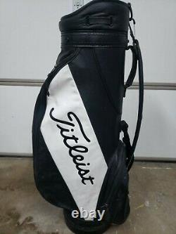 Vintage Titleist Staff Cart Golf Bag Black/White Faux Leather gb268