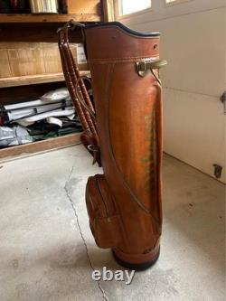 Vintage Wilson Golf Cart Bag Brown Faux Leather with club 15-Divider