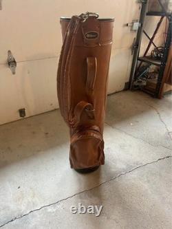Vintage Wilson Golf Cart Bag Brown Faux Leather with club 15-Divider