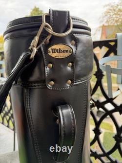 Vintage Wilson Leather Golf Bag Black Made In USA Classic Staff Cart Bag Cover