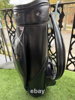 Vintage Wilson Leather Golf Bag Black Made In USA Classic Staff Cart Bag Cover