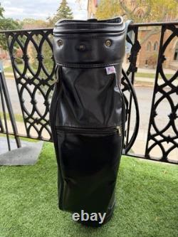 Vintage Wilson Leather Golf Bag Black Made In USA Classic Staff Cart Bag Cover