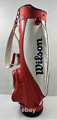 Vintage Wilson Professional 15 Way Cart Carry Golf Club Bag Red & White withCover