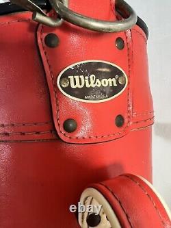 Vintage Wilson Professional 15 Way Cart Carry Golf Club Bag Red & White withCover