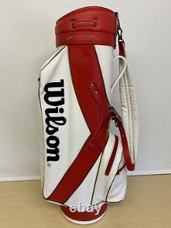 Vintage Wilson Staff Golf Cart Bag & Head Cover Set / Red & White Leather