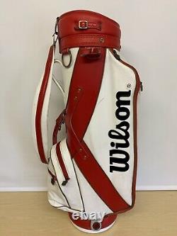Vintage Wilson Staff Golf Cart Bag & Head Cover Set / Red & White Leather