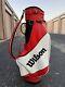 Vintage Wilson Staff Men's Leather Red White Cart Golf Bags 6 Ways Divided Euc