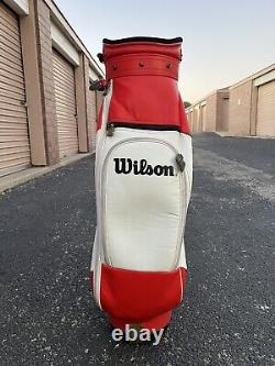 Vintage Wilson Staff Men's Leather Red White Cart Golf Bags 6 Ways Divided EUC